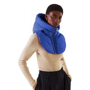 Faux Cols &agrave; Capuche pour Femme Fille Haut Faux Col Amovible Demi-Gilet Chemise sans Manches Faux Collier Chaleur de Hiver (FR/ES, Alpha/Lettres, S, Taille Normale, Taille Normale, Bleu) (Haletia, neuf)