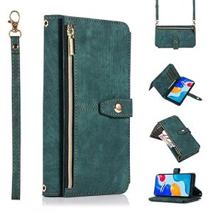 ESONG Coque pour Samsung Galaxy A21s,Etui en Cuir PU Portefeuille Flip Housse avec Sangle r&eacute;glable/9 Fente pour Carte/Magn&eacute;tique,Anti-Choc Case Cover,Vert (ESONG, neuf)