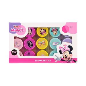 Disney Lot de 15 tampons Minnie Mouse - Kit de bricolage pour enfants avec 15 tampons - À partir de 3 ans - Produit sous licence junior (Toytraders, neuf)