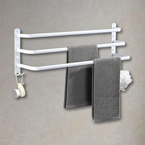 Porte Serviette Salle de Bain, Porte Serviette Murale, Barres Porte-Serviettes Auto-Adh&eacute;sif Support De Serviettes en Acier Inoxydable 40cm pour Salle De Bain Ou Cuisine, 50 * 24 * 14.4cm-Blanc (Hechheu, neuf)