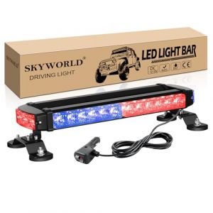 SKYWORLD Barre Lumineuse Clignotante Stroboscopique &agrave; LED, 15" 37 cm 30LED Magn&eacute;tique Feux de d'urgence d'avertissement Rampe de gyrophare 12V 24V pour Voiture V&eacute;hicule Camion Remorque, Rouge Bleu (SKYWORLD-EU, neuf)