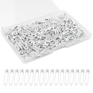 250 Pièces Épingles de Sûreté Petit, 19 mm Mini Épingle à Nourrice, Épingles de Sûreté avec Étui pour Vêtements, Couture, Fabrication de Bijoux, Bricoler, Matelassage (Blanc) (Lovetor, neuf)