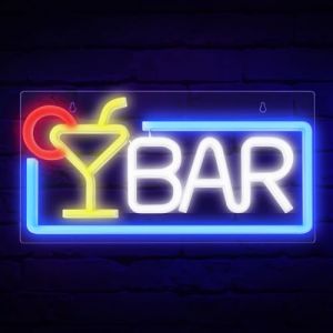 Focenat Neon Bar, Enseigne Lumineuse LED, Neon LED Mural de Bar Deko, Lampe N&eacute;on Acrylique, Aliment&eacute; par USB, Neon Bar Enseigne pour Housebar Pub Club Magasin C&eacute;l&eacute;bration F&ecirc;te D&eacute;coration, 42x22x1.2cm (MARI GLOBALNEXT S.R.L., neuf)
