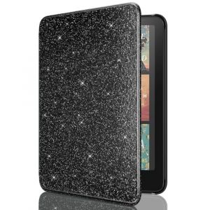 MoKo Étui Compatible avec 7" Kindle Paperwhite (12th Generation-2024) and Kindle Colorsoft Signature Edition 2024, Etui léger avec Auto Wake/Sleep pour Kindle Paperwhite 2024, Noir Paillettes (Amoi Channel, neuf)