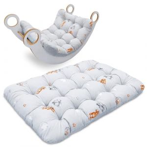Matelas de sol enfant 70x110 cm - bébé coussin doux en coton pour arche d'escalade et jouet Montessori - tapis d'eveil bebe et pour coin lecture Oeko-Tex Ours en peluche (ASE Spółka Akcyjna, neuf)