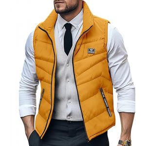 Oanviso Gilet Homme Sans Manche Automne Hiver &Eacute;pais Chaud Doudoune Ultra L&eacute;g&egrave;re Veste Matelass&eacute;e Rembourr&eacute;e Mi Saison Zipp&eacute;e Manteau Parka Sport Blouson Jaune S (Shopping tide, neuf)