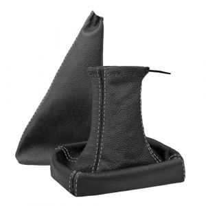 L & P Car Design L&P A0020-2 Set de soufflet de levier de vitesse + soufflet de frein &agrave; main 100 % cuir v&eacute;ritable Noir Coutures grises Pi&egrave;ce de rechange pour Opel Tigra Twintop (Inter-Sale24de, neuf)