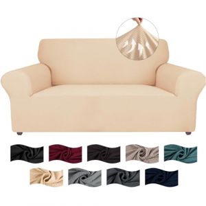CYCMACO Housse De Canape 2 Places avec Accoudoirs, Jacquard Housse Canape Extensible, Universelle Sofa Cover Antidérapante, Couvre Canapé pour Chiens Et Chats Animaux, Lavable, Beige Jaune (CYCMACO, neuf)