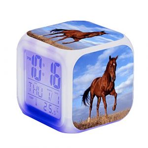 SerendipitousWhisper Réveil Cheval - LED - Alarme Animale - avec lumière - Brillant dans la Nuit - pour Enfants et Adultes - Cadeaux d'anniversaire pour Enfants Adultes (SerendipitousWhisper, neuf)