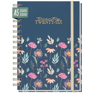 Agenda semainier 2025 2026 A5 "Fleurs volantes" Weekly planner spirale pour 18 mois (Jul 25 - Dec 26) dans les langues : EN/FR/IT/ES - durable et respectueux du climat (H&auml;fft, neuf)