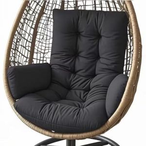 AQIGR Coussin Fauteuil Suspendu, Coussin de Jardin, Coussin de Remplacement pour Chaise D'oeuf Suspendue Intérieur et Extérieur, Coussin Balancelle, pour Terrasse, Jardin(Noir) (AMZGRZ, neuf)