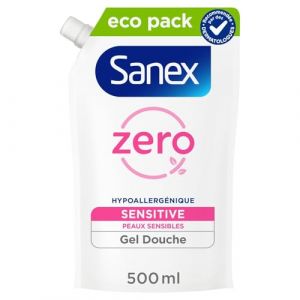 SANEX – Gel Douche Hypoallergénique pour Peaux Sensibles, Douceur Apaisante en Recharge 500mL - Le Lot De 3 (Franc shopping, neuf)