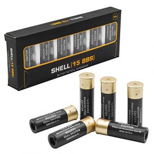 Zhongren Airsoft Shotgun Grenades 15 Cartouche de fusil de chasse ronde 6MM BB Plastique Shotgun Remplacement Shell Magazine 6 Pack Compatible avec Cyma Double Eagle Tokyo Marui M870 Shotgun (Noir) (Zhongren, neuf)