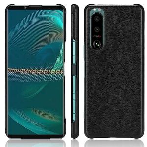 LMFULM&reg; Coque pour Sony Xperia 5 III XQBQ62 XQBQ52 XQBQ72 XQBQ42 (6,1 Pouces) Mince PU Cover &Eacute;tui de Protection PC Dur Housse Arri&egrave;re Rigide Case Litchi Motif Noir (LMAZWUFULM, neuf)