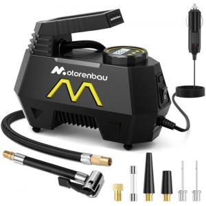 Motorenbau Gonfleur Pneus Voiture, Compresseur &agrave; Air Portatif 150 PSI, Gonfleur De Pneus 12 V CC avec Manom&egrave;tre Num&eacute;rique et Lampe LED pour Pneus de Voiture, Moto et V&eacute;lo. (TECH COVER SRL, neuf)