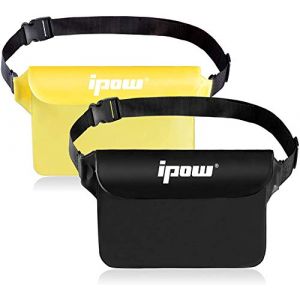 IPOW 2PCS Pochette &Eacute;tanche &agrave; Ceinture Certifi&eacute;e IPX8 Sangle Ajustable 3 Zipper Plastique Housse &agrave; Ceinture/Etui Imperm&eacute;able/Sac pour Nautique,P&ecirc;che,Kayak,Baignade,Protection T&eacute;l&eacute;phone/Argents/Cartes (Jingshun Trade, neuf)