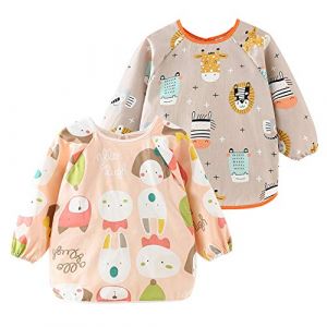 Happy Cherry - Bavoir Tablier B&eacute;b&eacute; Imperm&eacute;able pour Gar&ccedil;on Fille Unisexe Bavette Peinture Manches Longues pour &Eacute;cole Primaire Maternelle Blouse Motif Mignon pour Manger Jeu - 4-5 Ans (Gshishop, neuf)