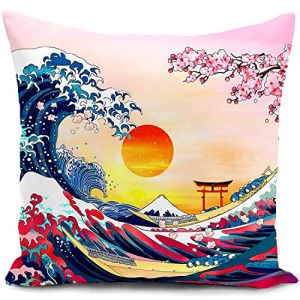 Housse de Coussin canape Decoration Salon Japon Japonais Cadeau Femme Housse Coussin pour canapé 40 x 40 cm Chambre Deco Exterieur decoratif (?HUASHUZI?, neuf)