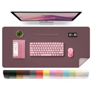 Tapis de Bureau en Cuir, Tapis D'ordinateur Imperméable, Tapis de Bureau Facile à Nettoyer, Tapis de Souris et de Clavier pour le Bureau, Tapis de Bureau Grand Tapis D'écriture (Violet Foncé 100x43cm) (YoursTrust-EU, neuf)