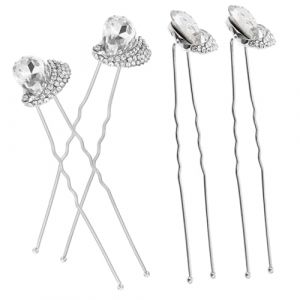 WRITWAA 4 Pièces épingle à cheveux strass pour épingles à cheveux de mariage bijoux de cheveux de mariage invité accessoires de cheveux de mariage Épingle à cheveux en strass Métal blanche (Saieli, neuf)