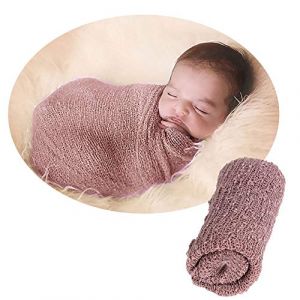 Moiky Bébé Couverture Photographie Accessoires,Nouveau-né Filles & Garçons Wrap Blanket,Mignonne Enveloppante Stretch Longue Ondulation Photo Couvertures d’emmaillotage,Lilas (MIOKY-EU, neuf)