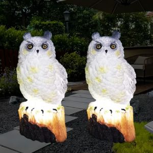 WIYETY Lot de 2 lampes solaires de jardin en forme de chouette, en forme de chouette, lumière solaire LED, étanche, lampe de jardin en forme de chouette, lampe de pelouse pour éclairage extérieur (2222BUY, neuf)