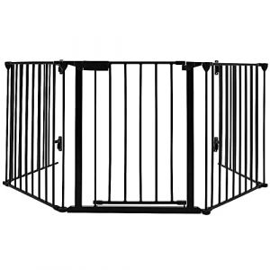 Barri&egrave;re de S&eacute;curit&eacute; Enfant 310cm,Stable Pliable Barri&egrave;re de Protection chemin&eacute;e, Barri&egrave;re de s&eacute;curit&eacute;/barri&egrave;re d'escalier/s&eacute;paration de pi&egrave;ce/5 &eacute;l&eacute;ments (Noir, 310 * 2.5 * 75cm) (Willanmd, neuf)