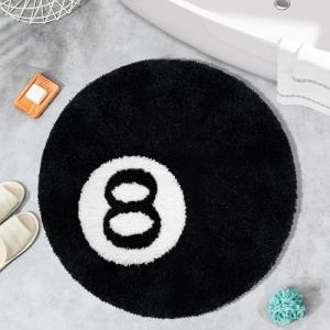 MZYZPPBD Tapis De Billard De Simulation &Agrave; 8 Boules Salon Tapis Rond Doux Antid&eacute;rapant 8 Boules De Tapis Absorbant De D&eacute;coration Paillasson pour Salle &Agrave; Manger Chambre &Agrave; Coucher,C,60cm/23.62inch (GZZZ, neuf)