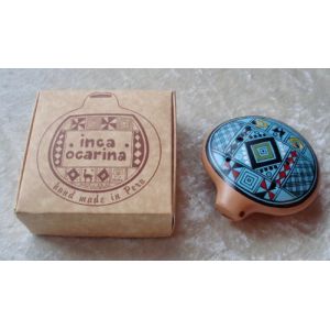 Fl&ucirc;te inca Ocarina, traditionnelle du P&eacute;rou, issue du commerce &eacute;quitable, turquoise (Purity Style, neuf)