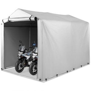 COSTWAY Abri de Vélos Extérieur de 160 x 218 x 164 cm, Abri de Garage Portable pour Vélos avec Porte à Fermeture Éclair Enroulable, Bache Motos pour Terrasse Jardin Cour (Gris Argenté) (FDS GmbH, neuf)