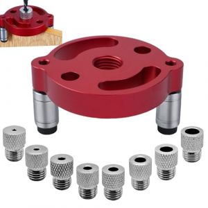 Rierousy Gabarit De Percage Set 3/4/5/6/7/8/9/1010 mm Guide de Percage Cheville Bois Guide Percage Charniere Kit de Perforateur Bagues de Forage Positionnement de Perforateur (Rouge) (JINJIANLTD, neuf)