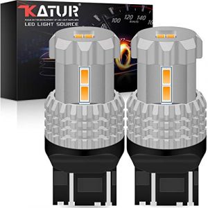 KATUR 7443 7440 7441 W21W T20 LED Ampoules 3020SMD chipsets 2800 lumens utilis&eacute;s pour clignotant, feu arri&egrave;re, feu stop ou DRL, jaune ambre (pack de 2) (KAtur, neuf)