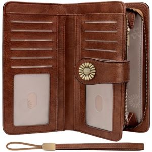 TEUEN Porte Feuilles pour Femme Grande Capacite, Porte Monnaie Femmes RFID Blocage avec Chequier,Identit&eacute; Emplacements Cartes, Organiseur &agrave; Glissi&egrave;re pour Pi&egrave;ces de Monnaie pour Cadeau Femme (TEUEN, neuf)