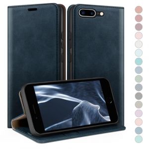HUOUH Coque pour iPhone 7 Plus/8 Plus 5.5" avec RFID Blocage Etui à Rabat en Cuir de Premium,Fentes pour Cartes,Coques de Case,Cover à Rabat pour Apple 7 Plus/8 Plus Portefeuille Bleu Foncé (Marketing Enhance Shop, neuf)