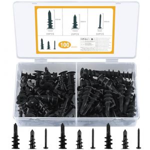 Chevilles &agrave; placo avec vis, chevilles isolantes, 100 pi&egrave;ces chevilles en plastique pour plaques de pl&acirc;tre avec vis &agrave; t&ecirc;te frais&eacute;e pour fixation de plaques de pl&acirc;tre, panneaux de fibres de pl&acirc;tre (JiuQiangSheng, neuf)