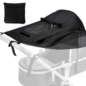 Auvent de landau,Pare-Soleil Poussette,Pare-soleil Universel pour Poussette,soleil poussette,Housse de Coupe-Vent Protection Solaire,Capote Poussette Réglable pour Nacelle (noir) (MEIQIONGSHAO LIMITED, neuf)