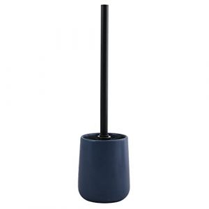 MSV, Brosse WC avec Support Céramique, Modèle MAONIE, Poils résistants à l'usure, 10,4x38,8cm, à Poser, Serviteur WC Non Fixe, Design Classique et élégant, Bleu Foncé Mat (Bath & Home, neuf)