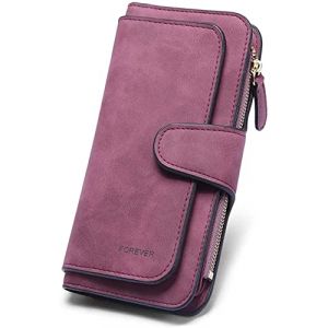 Portefeuille Femme Grande Capacite Femme Portefeuille PU Cuir Porte-Monnaie Elégant avec 16 Porte-Cartes y Compris 2 fenêtre d'identification, Porte-Cartes Zippé Porte-Monnaie pour Femme (Fuchsia) (RR4ever, neuf)