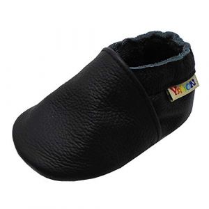 YALION Chaussures pour B&eacute;b&eacute;s Chaussons Cuir B&eacute;b&eacute; Souple Unisexes Fille Gar&ccedil;on Chaussures B&eacute;b&eacute; avec Mocassins Semelles en Daim, &eacute;lastique Bride &agrave; La Cheville(Noir,20/21) (babykomfort, neuf)
