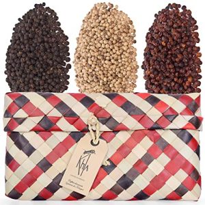 Khla - Coffret Découverte 3 Poivres de Kampot Bio - Poivres en Grains 3 x 50g - Étui Cadeau Traditionnel Feuille de Palme - Grands Crus, Rares - Ingrédients Cuisine - Épice d’Asie - Origine Cambodge (Khla, neuf)
