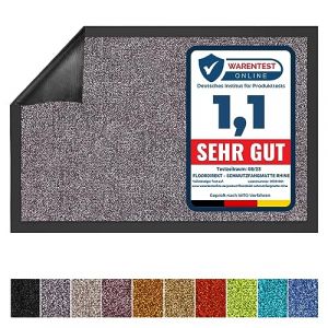 KARAT Paillasson de Porte Rhine - Paillasson Lavable en Machine &agrave; 30&deg;C - Tapis d'entr&eacute;e antid&eacute;rapant Absorbant - Tapis de Porte certifi&eacute; Oeko-TEX Standard 100 (Gris (Sparrow), 90 cm x 300 cm) (Velvet Trading, neuf)