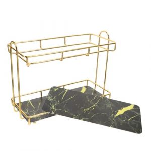 NIYANGLE Étagère De Rangement Salle De Bain Niveaux Doré Pour Cosmétiques Et Toiletries Organiseur De Comptoir Stable Et Démontable Meuble Pratique Pour Salle De Bains Et Chambre (Telinei, neuf)