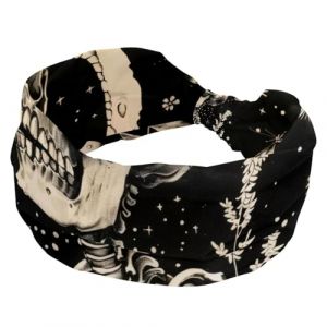 Bandeau de sport élastique pour femme, motif tête de mort avec champignon sorcier, papillon, plante nocturne, turban large pour l'entraînement, yoga, gym, tennis (zhengzhiqi2299, neuf)