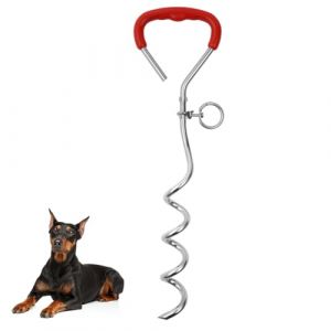 Aomig Piquet Ancrage pour Chien, Piquet d'ancrage Spirale pour Chien, Sardines de Fixation pour Chien, Chaîne pour Chien d'extérieur, Ancrage au Sol pour Petits, Moyens et Grands Chiens-Rouge (Yadark, neuf)