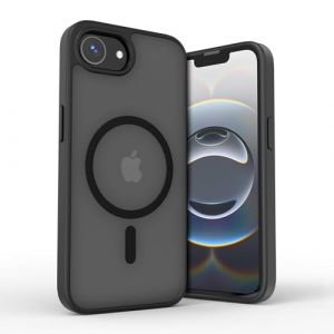 ULAK Coque pour iPhone 16e compatible avec MagSafe, coque de t&eacute;l&eacute;phone magn&eacute;tique antichoc 16E, coque arri&egrave;re translucide givr&eacute;e pour iPhone 16E 2025 6,1", noir (easyarise, neuf)