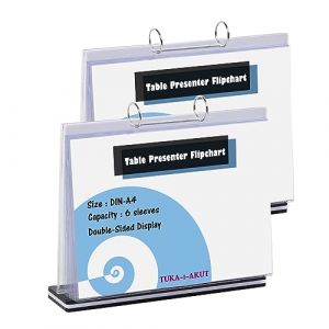 TUKA-i-AKUT 2x Acrylique Pr&eacute;sentateur de Tableau &agrave; Feuilles avec Base, A4 Paysage, 6 Pochettes Transparents pour Affichage, Menu Signe Porte-Affiche, Chevalet de Pr&eacute;sentation Reliure, TKD8210-A4-2x (TuKai, neuf)