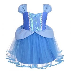 Lito Angels Deguisement Robe en Tulle Princesse Cendrillon Enfant Fille, Anniversaire Fete Carnaval Costume Halloween, Taille 4-5 ans (Lito Angels FR, neuf)