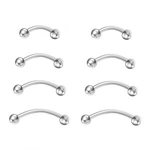 NewkeepsR 4 Paires-1,0mm Arcade Barre Banane Courb&eacute;e En Titane, Anneaux &Agrave; Sourcils Rook Bridge Helix Bijoux De Per&ccedil;age De Labret Vertical 6mm/8mm/10mm/12mm (NewkeepsR piercing, neuf)