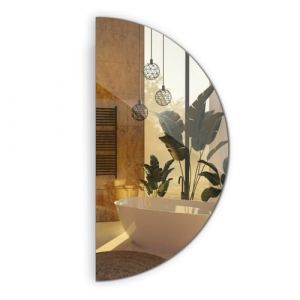 Decormat Miroir Mural Grand Moderne Horizontale et Verticale Semi-Rond sans Cadre D&eacute;coratif pour Le Loft Le Salon Salle de Bain 90cm (Decormat, neuf)