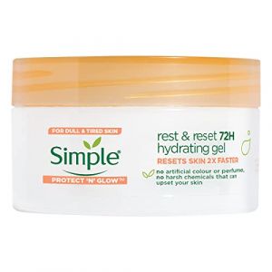 Simple Protect 'N' Glow Rest and Reset 72h Gel hydratant sans cruauté envers les animaux, hydratant végétalien pour améliorer la peau éclatante 50 ml (BRITISH GOOD'S, neuf)